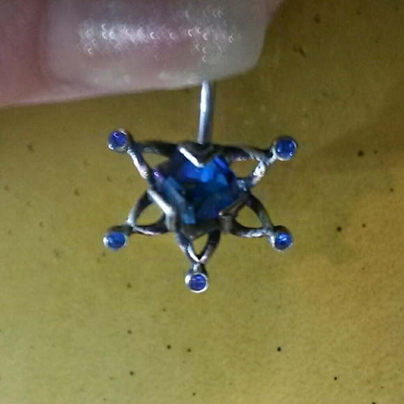 Sapphire Crystal & Silver Navel Ring - Picture 2 of 7