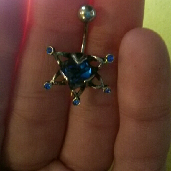 Sapphire Crystal & Silver Navel Ring - Picture 3 of 7