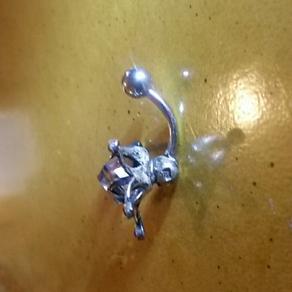 Sapphire Crystal & Silver Navel Ring - Picture 4 of 7