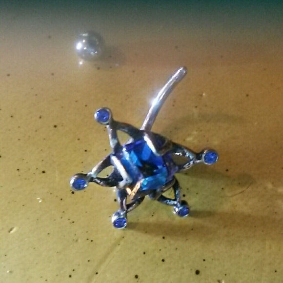 Sapphire Crystal & Silver Navel Ring - Picture 6 of 7