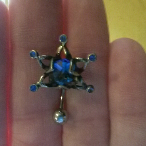 Sapphire Crystal & Silver Navel Ring - Picture 7 of 7