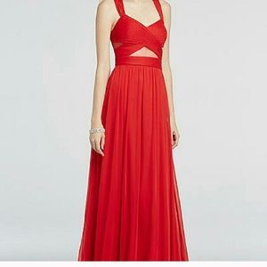 Prom Red evening chiffon dress