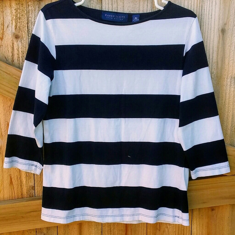 Karen Scott boat neck top (Lg) EUC!❤