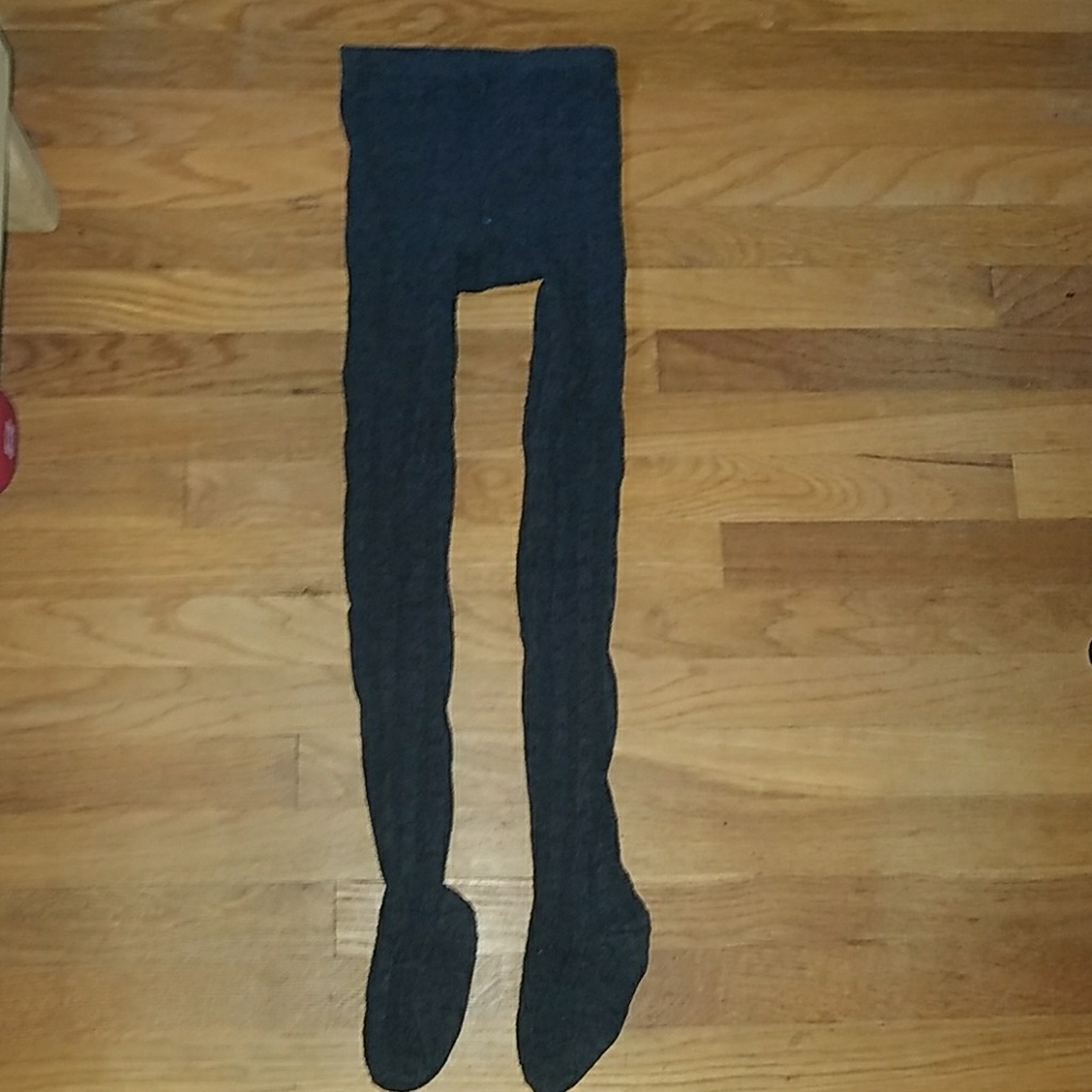 Charcoal Gray Ribbed Knit Leggings