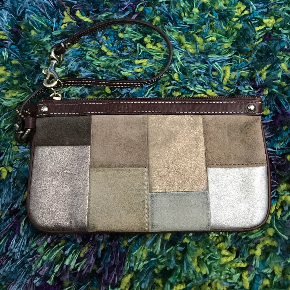 Metallic coach wristlet