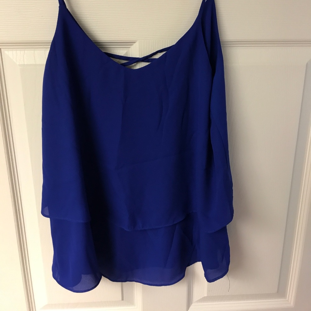 Blue chiffon tank top
