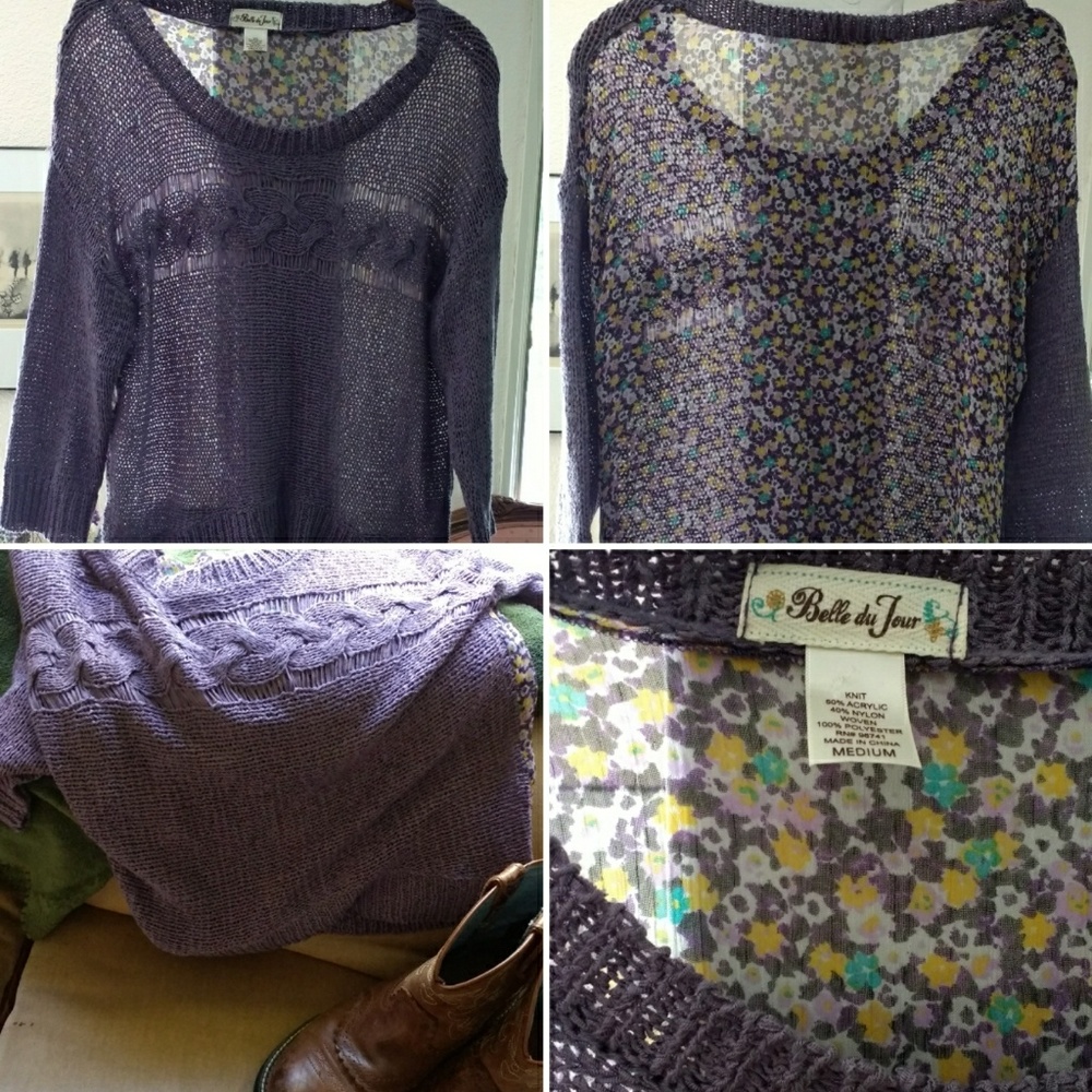 Dressy flower knit sweater