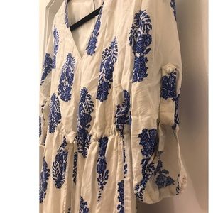 Pants - White & Blue Paisley Design Romper Pants - White & Blue Paisley Design Romper