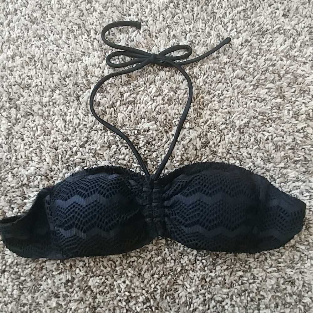 Black Halter Bandeau Bikini Top