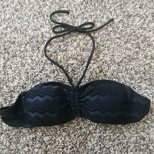 Black Halter Bandeau Bikini Top