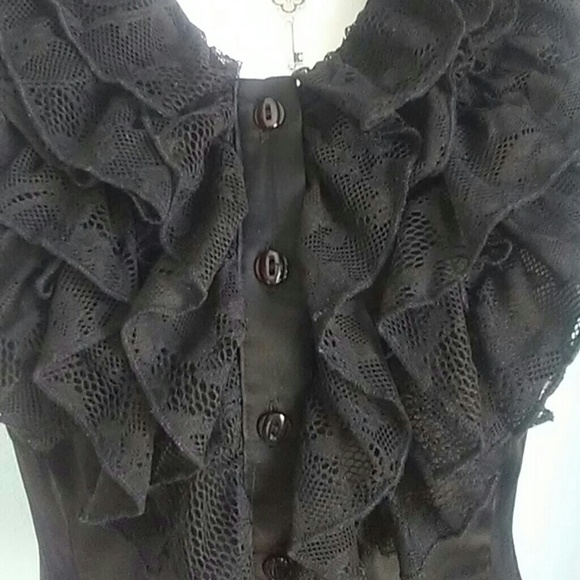 Spense Ruffle Button Up Sleeve Less Blouse - Picture 4 of 7