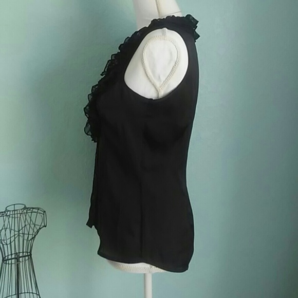 Spense Ruffle Button Up Sleeve Less Blouse - Picture 6 of 7