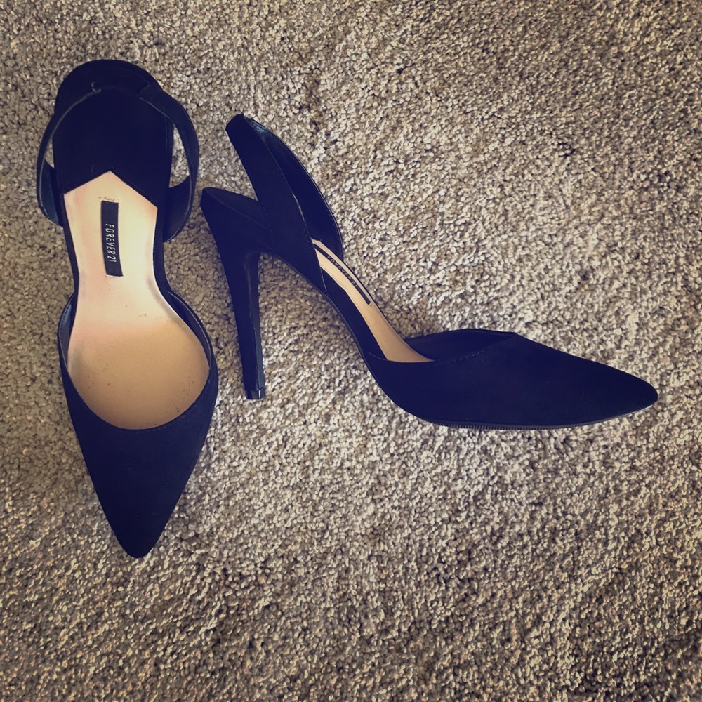 Faux suede sling back heels