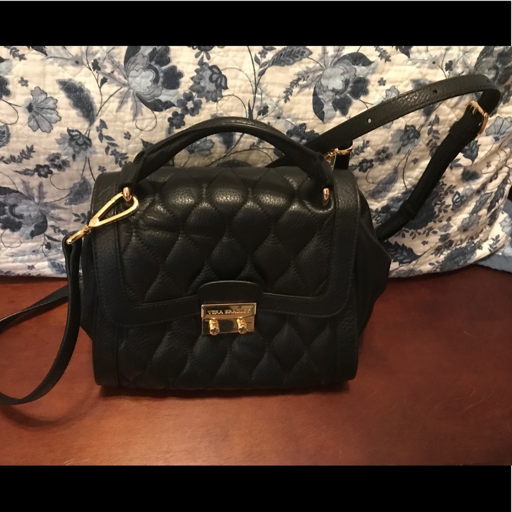 Vera Bradley Black Leather quilted cross body