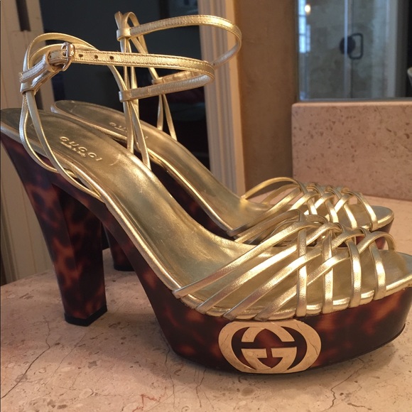 Gucci Shoes - Gucci Tortoise metallic Heels