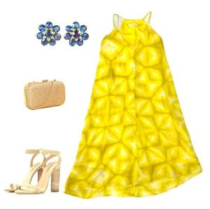 Calvin Klein Citron Printed Asymmetrical Dress