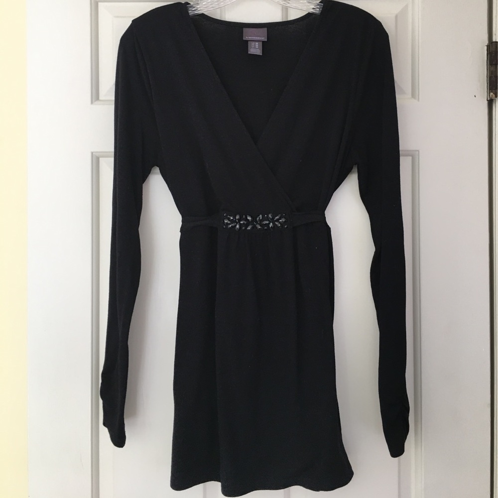 Black Crossover Maternity Top with Sparkle Detail