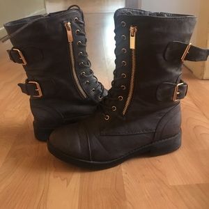 Dark brown combat boots