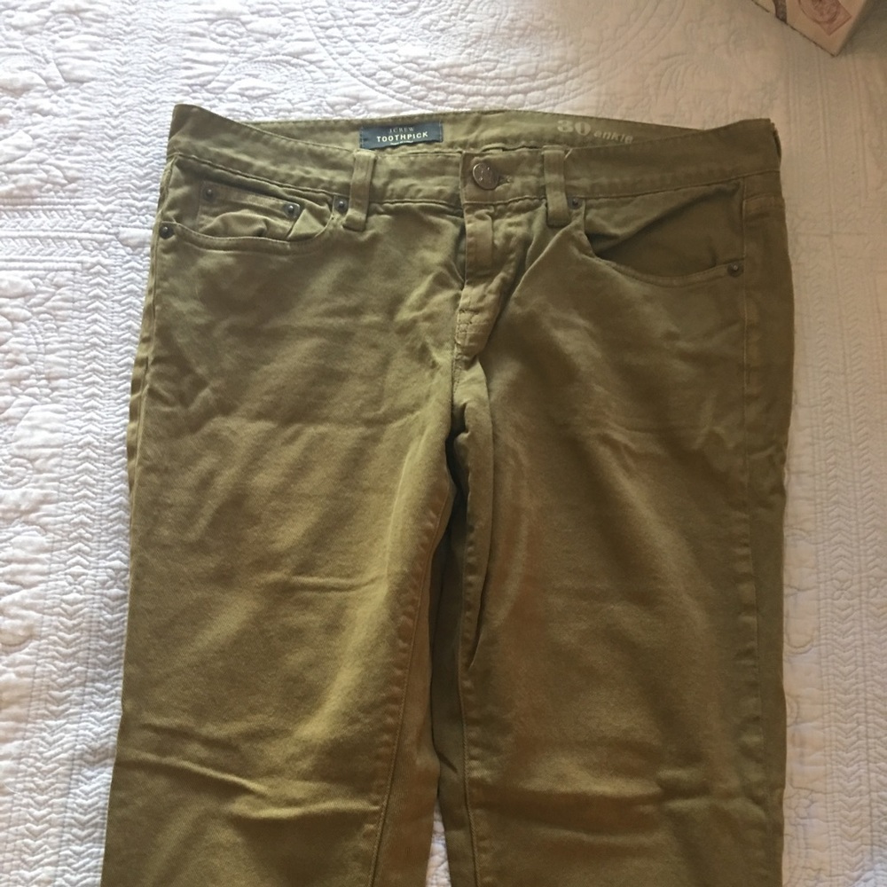 J. CREW TOOTHPICK ARMY GREEN PANTS