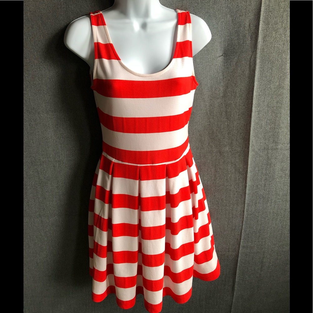 Tangerine and white striped dress