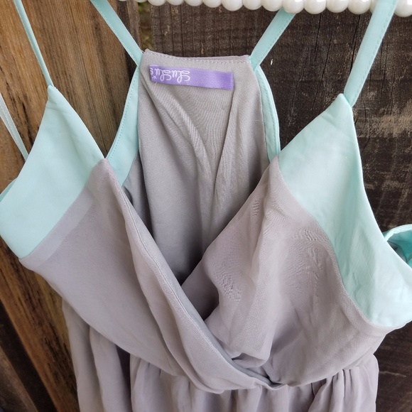 Lulus Grey and Blue Skater Dress - Picture 4 of 5