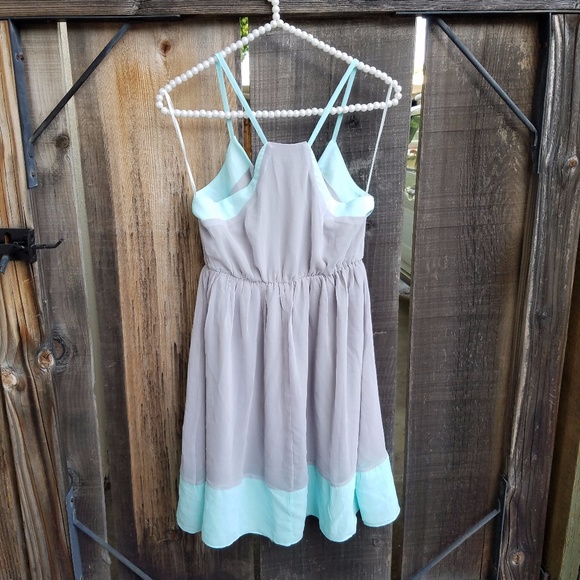 Lulus Grey and Blue Skater Dress - Picture 3 of 5