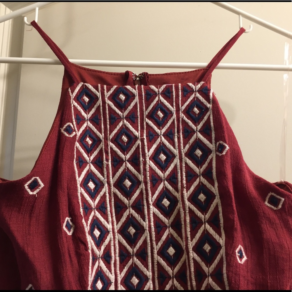 Francesca's Geometric Embroidery Racer Back Dress - Picture 3 of 6