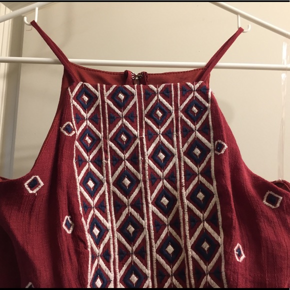 Francesca's Geometric Embroidery Racer Back Dress - Picture 3 of 6