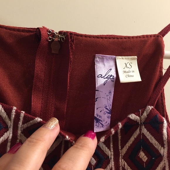Francesca's Geometric Embroidery Racer Back Dress - Picture 6 of 6
