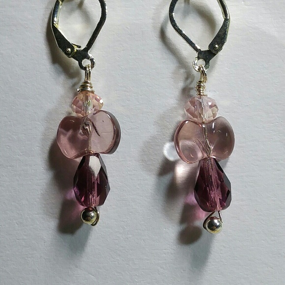 #0112 Lavender Swarovski Crystal Angel Earrings - Picture 2 of 2