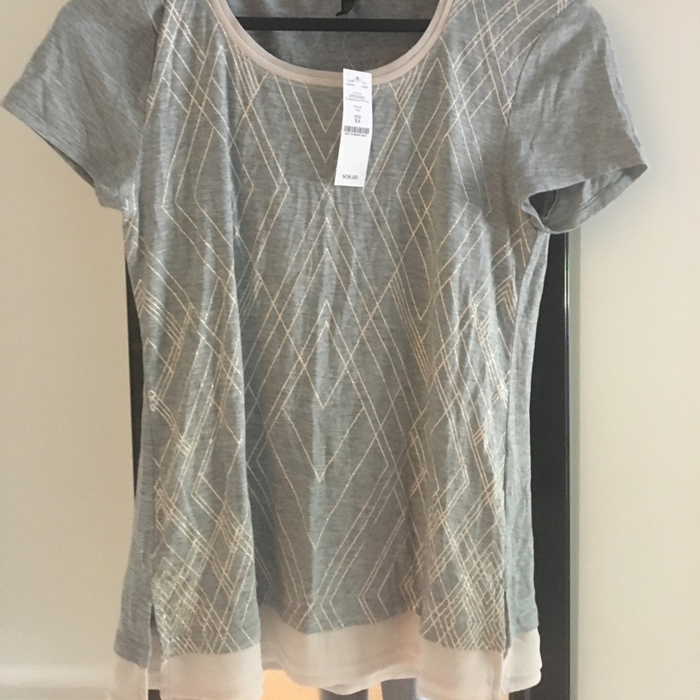 White House Black Market NWT XS Blouse Gray Grey
