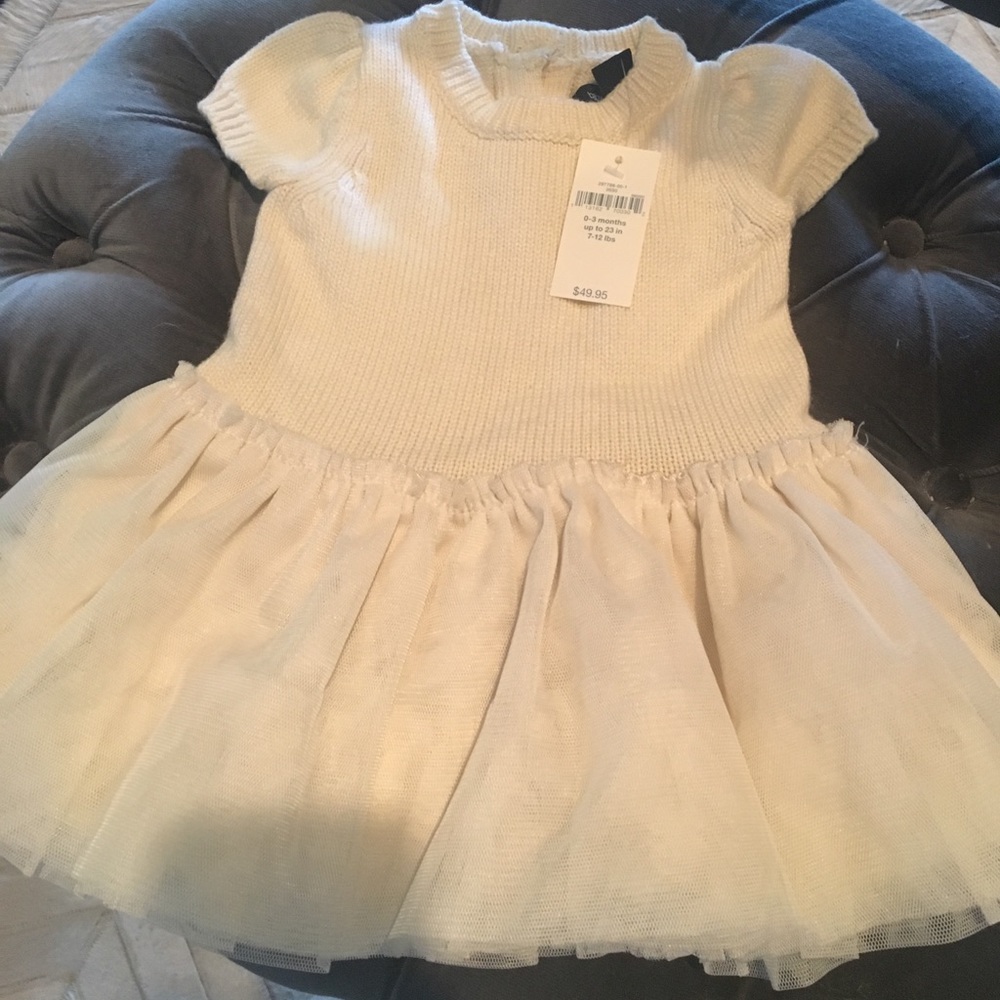 Cream sweater tulle tutu dress
