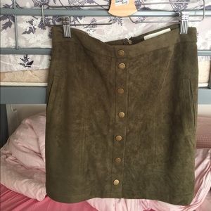 Olive suede a line skirt