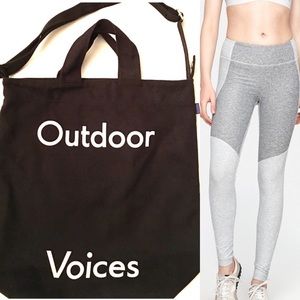 Outdoor Voices Grey Leggings (sm) with black tote