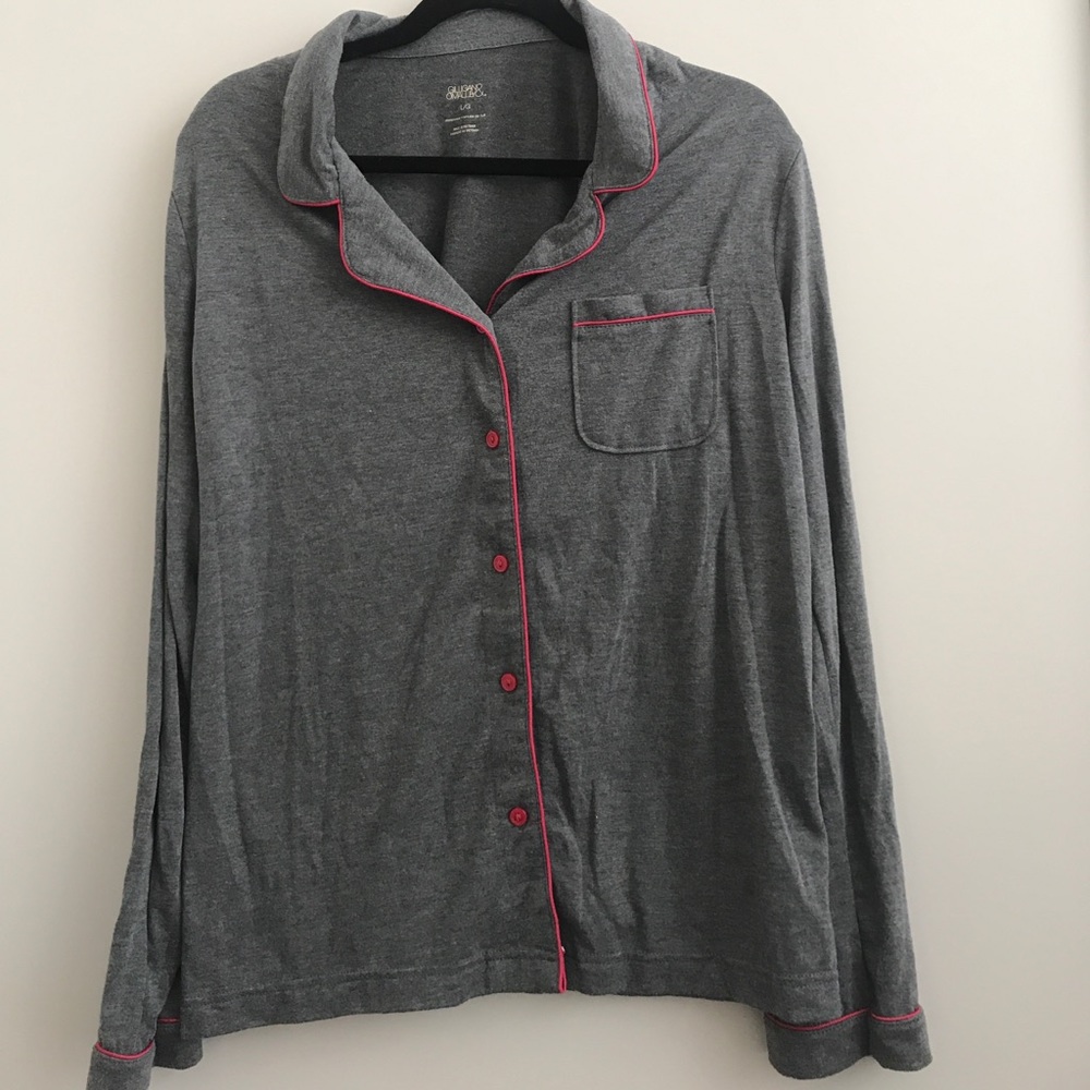 Gilligan & O'Malley pink lined gray Pajama Set