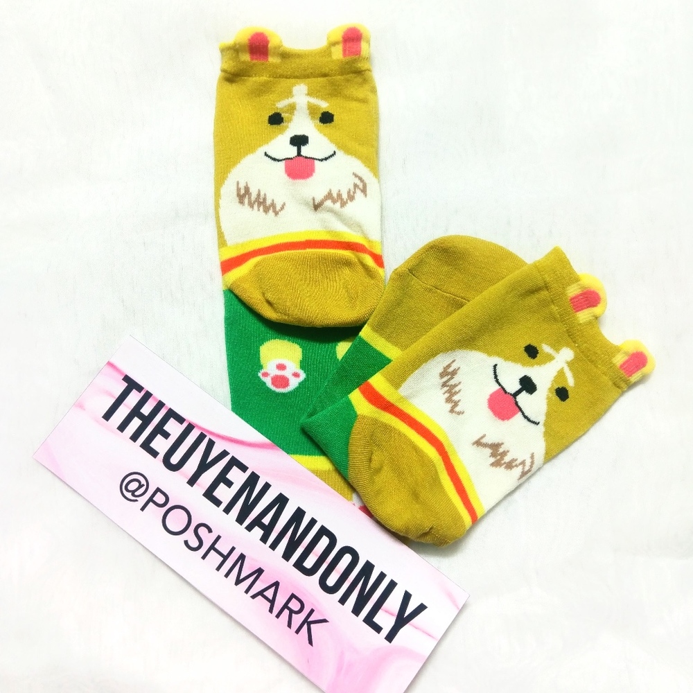 5 PAIRS New Cute Dog Printed Socks - Picture 2 of 7
