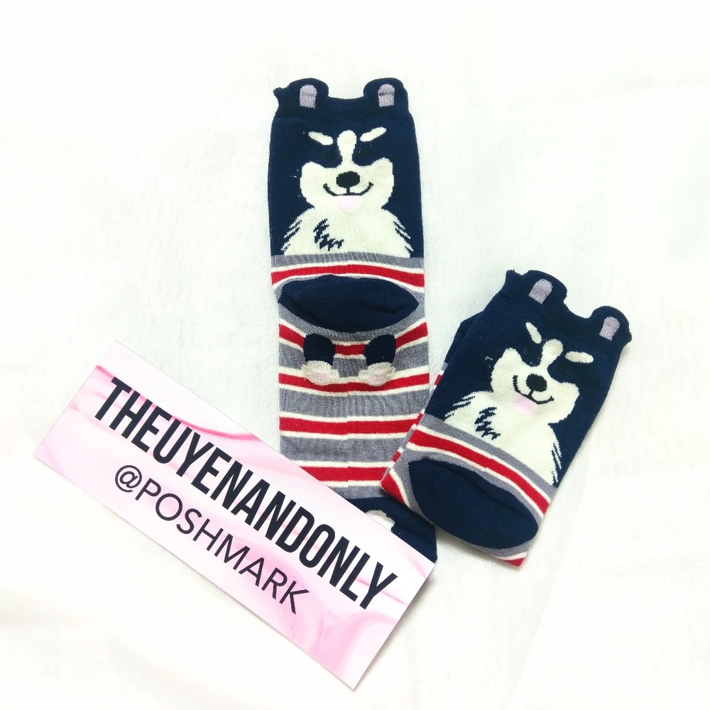 5 PAIRS New Cute Dog Printed Socks - Picture 4 of 7