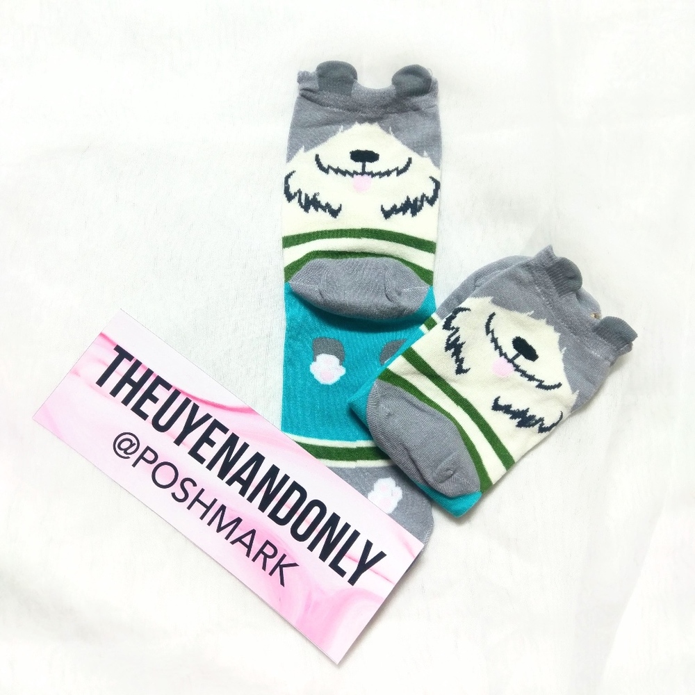 5 PAIRS New Cute Dog Printed Socks - Picture 3 of 7