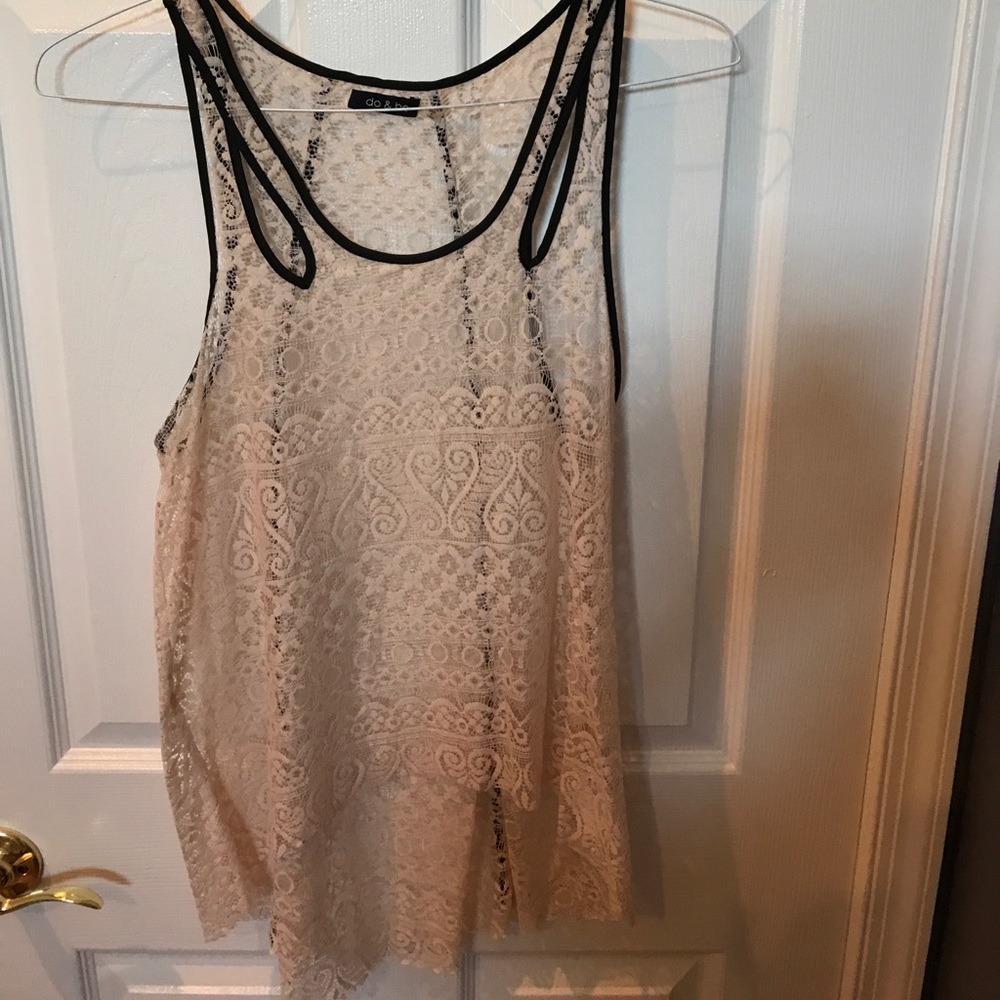 Lace razorback tank top