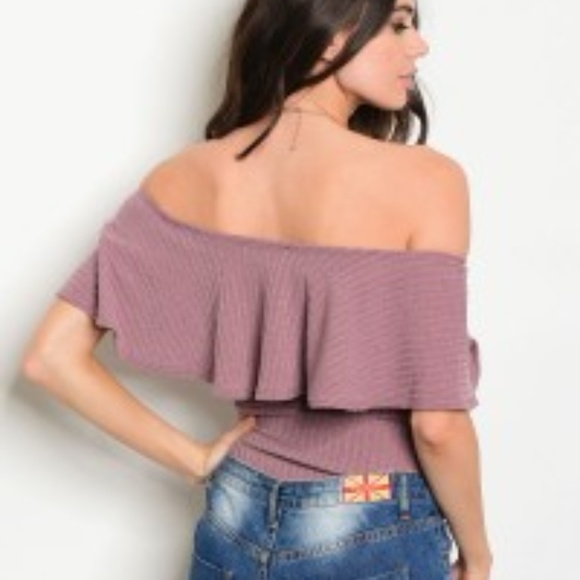 ONLY 1 LEFT!!!! - Mauve off the shoulder bodysuit - Picture 2 of 2