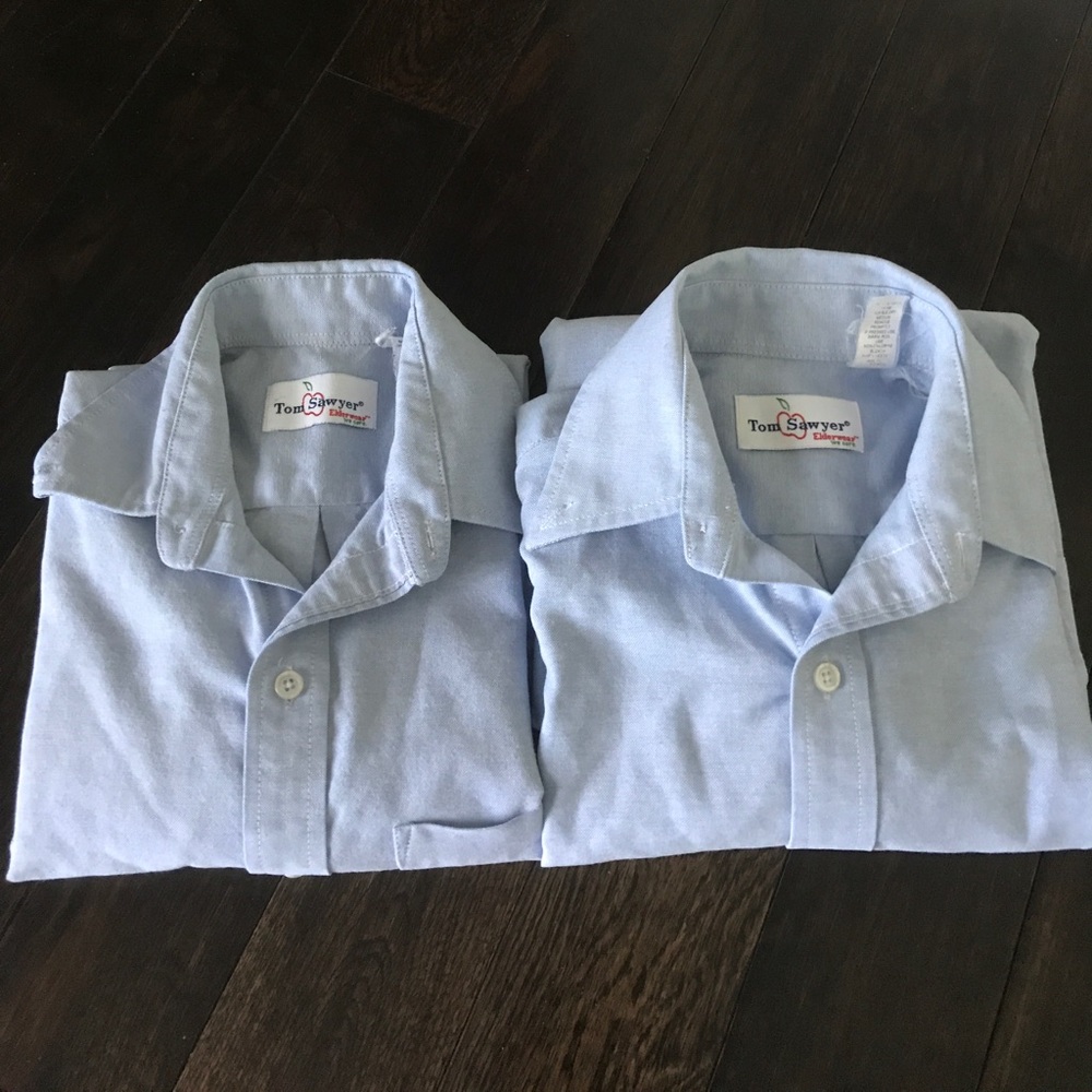 2 classic boys blue chambray uniform/dress shirts