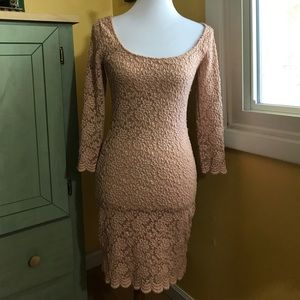 Love 21 pink lace dress 3/4 sleeve size small