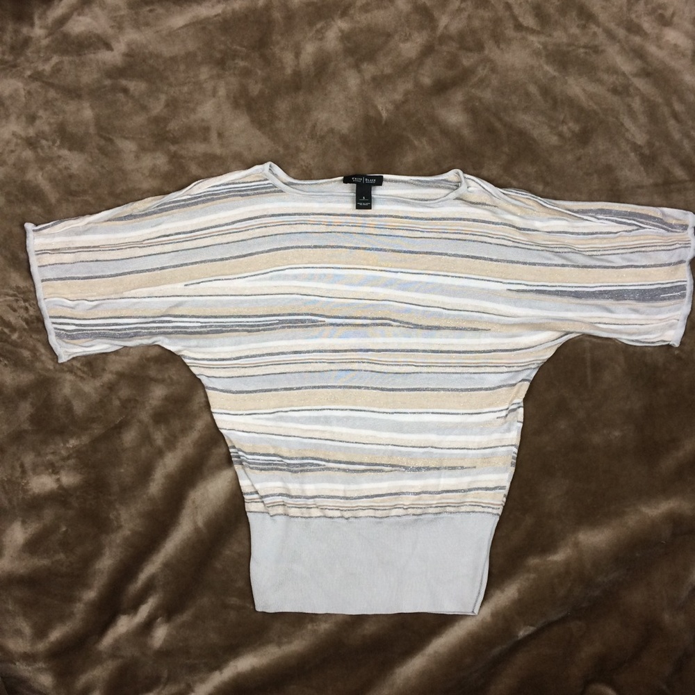 WHBM Knit Striped Sweater Top Holiday szSm sparkle