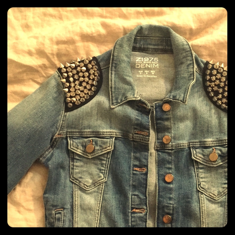 Zara Denim Studded Punk Jacket