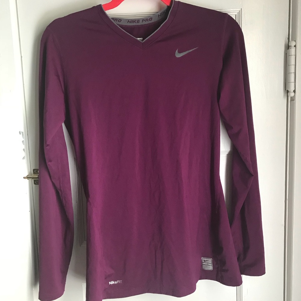 Women’s Purple NikePro Long Sleeved Athletic Top