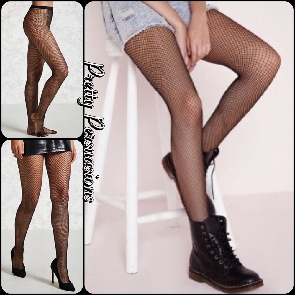 NWT Black High Waist Fishnet Stockings - Picture 2 of 3
