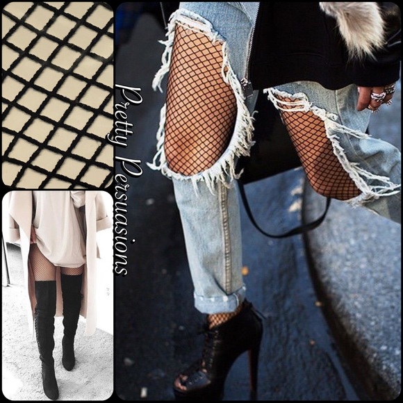 NWT Black High Waist Fishnet Stockings - Picture 3 of 3