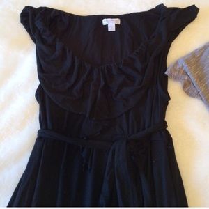 A Pea in the Pod Black Maternity Dress Ruffle Trim