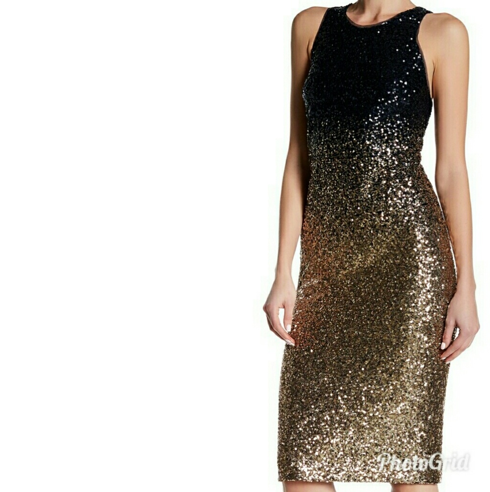 Nicole Miller BkGld Sequin Dress
