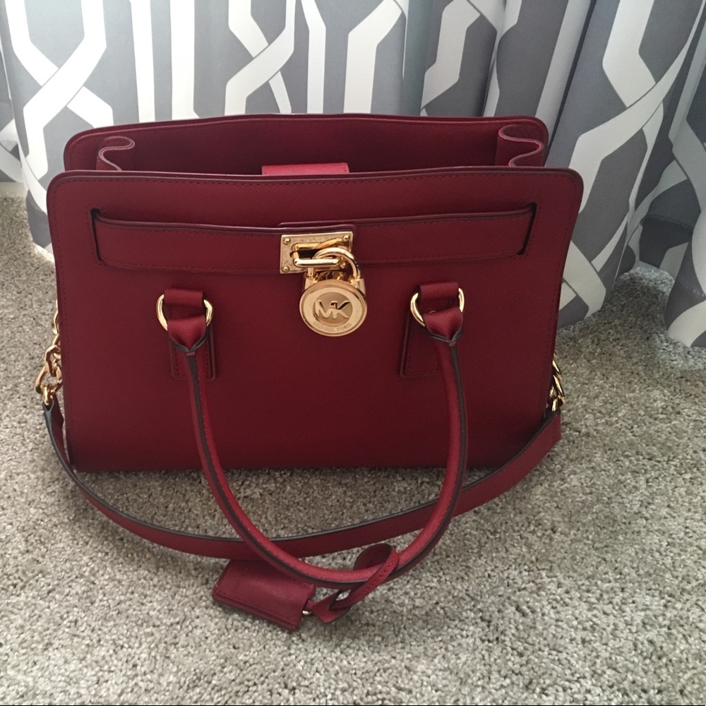 Micheal Kors cherry Red Leather Satchel NEW